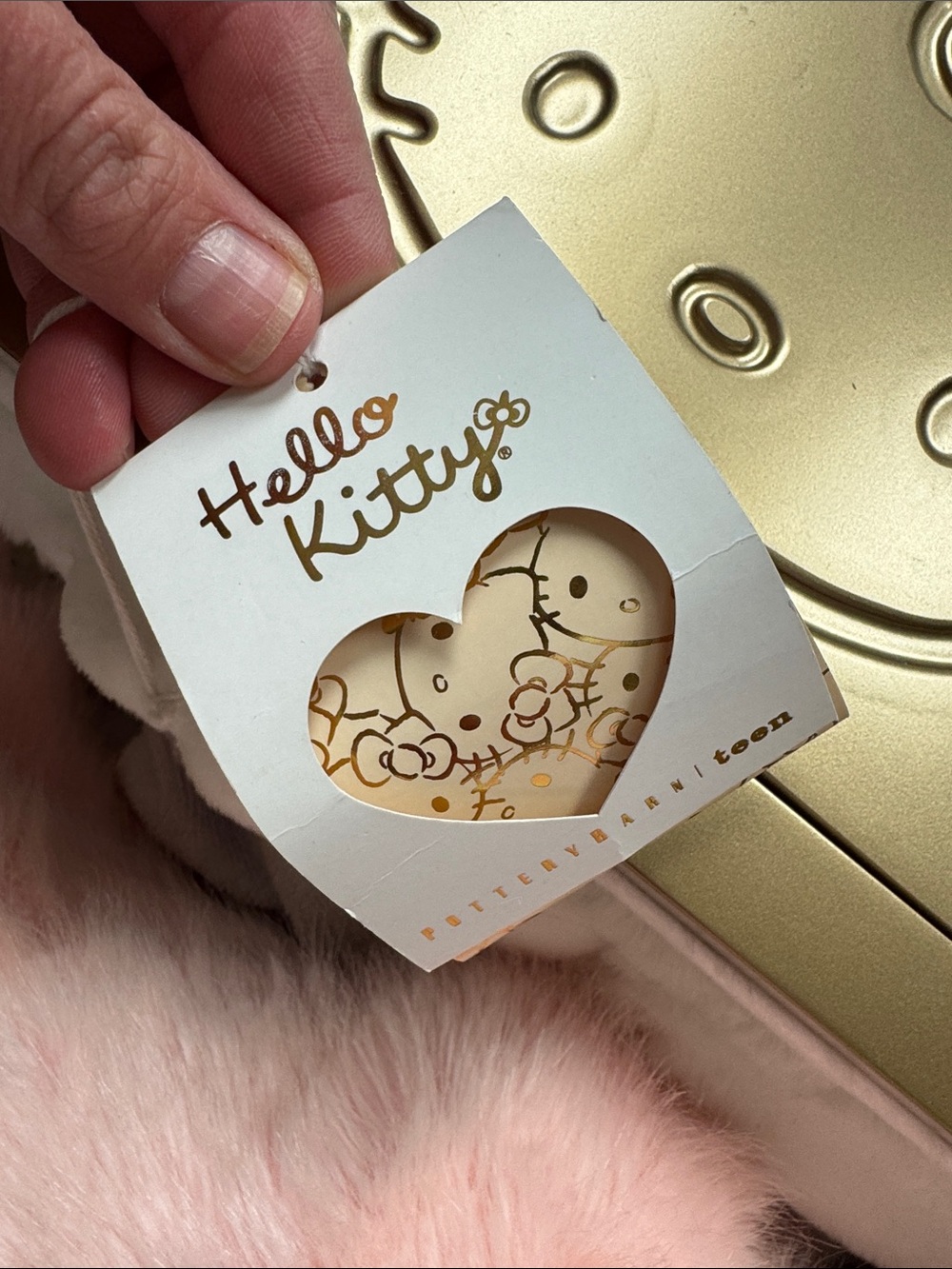 Hello Kitty for Pottery Barn Teen Gold and Pink Plush Lapdesk - Picture 3 of 6